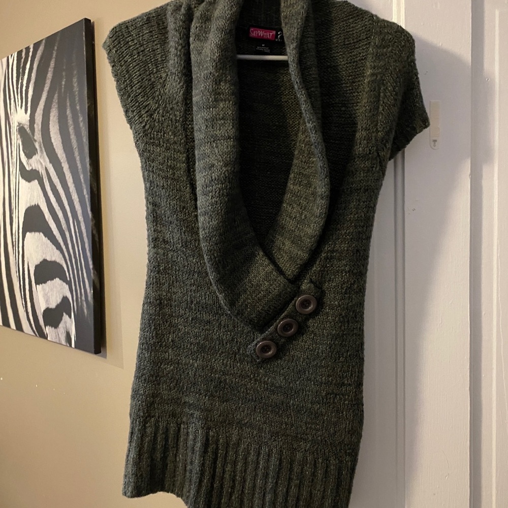 Cowl neck sweater dress